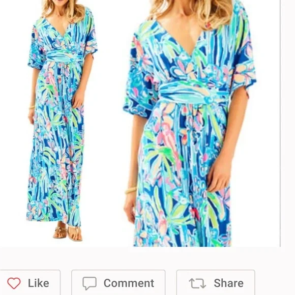 Lilly Pulitzer PARIGI MAXI DRESS POP UP JUNGLE HOPPIN - Picture 7 of 11